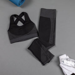 Textured Leggings Sports Bra Activewear Set for Women Fitness
