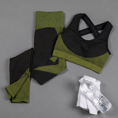 Textured Leggings Sports Bra Activewear Set for Women Fitness