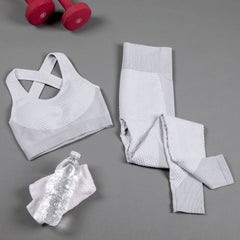 Textured Leggings Sports Bra Activewear Set for Women Fitness