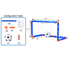 Foldable Kids Soccer Goal Set with Detachable Plastic Posts