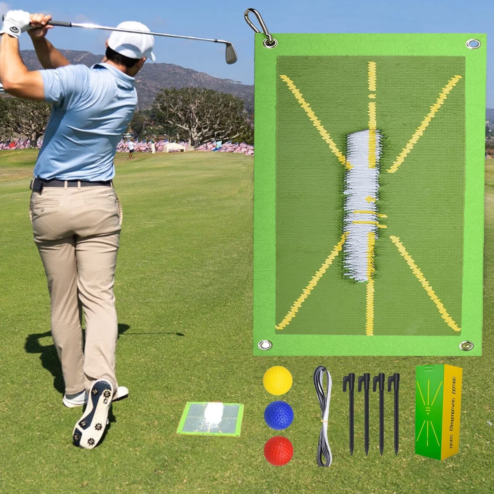 Golf Swing Training Mat with Directional Shot Trace Guide