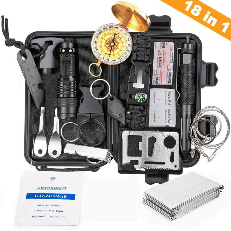 Military Survival Kit with Camping Emergency Outdoor Tools Set