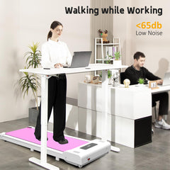 Pink Under-Desk Walking Pad Treadmill with Remote Control Portable