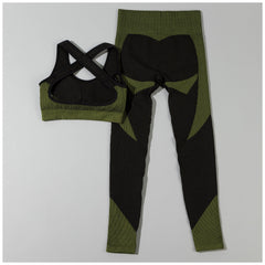 Textured Leggings Sports Bra Activewear Set for Women Fitness