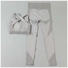 Textured Leggings Sports Bra Activewear Set for Women Fitness