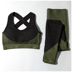 Textured Leggings Sports Bra Activewear Set for Women Fitness