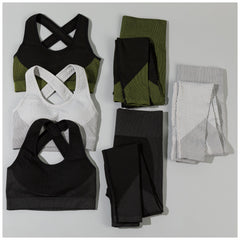 Textured Leggings Sports Bra Activewear Set for Women Fitness
