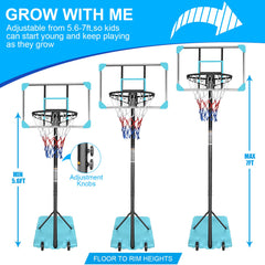 Portable Adjustable Basketball Hoop System with Wheeled Stable Base
