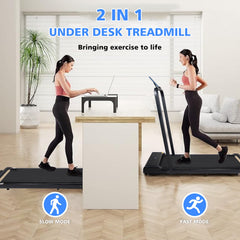 2-in-1 Folding Under Desk Walking Pad Treadmill Portable Home
