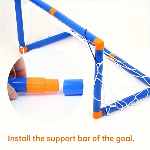 Foldable Kids Soccer Goal Set with Detachable Plastic Posts