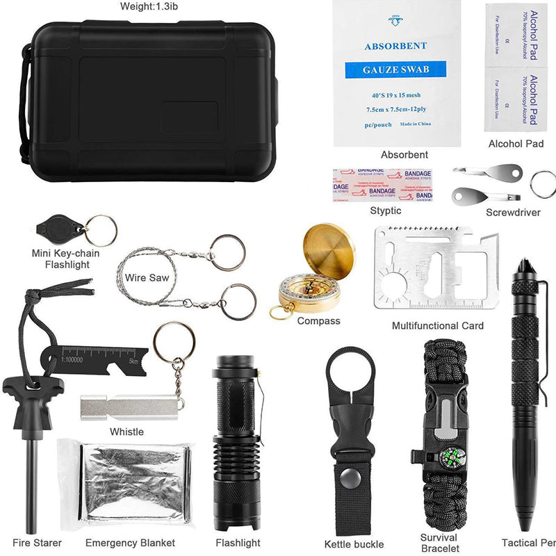 Military Survival Kit with Camping Emergency Outdoor Tools Set