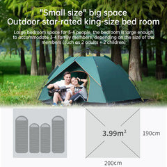 Quick-Deploy Waterproof Camping Tent for 3-4 People Outdoor