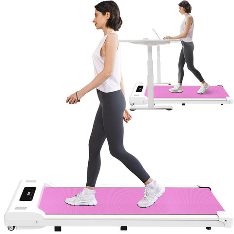 Pink Under-Desk Walking Pad Treadmill with Remote Control Portable