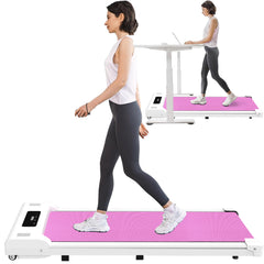 Pink Under-Desk Walking Pad Treadmill with Remote Control Portable