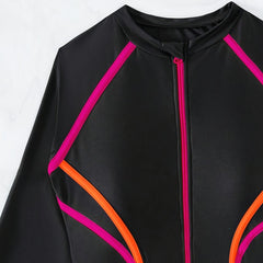 Women's Long Sleeve UV Protection One-Piece Rashguard Swimsuit