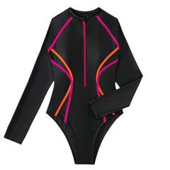 Women's Long Sleeve UV Protection One-Piece Rashguard Swimsuit