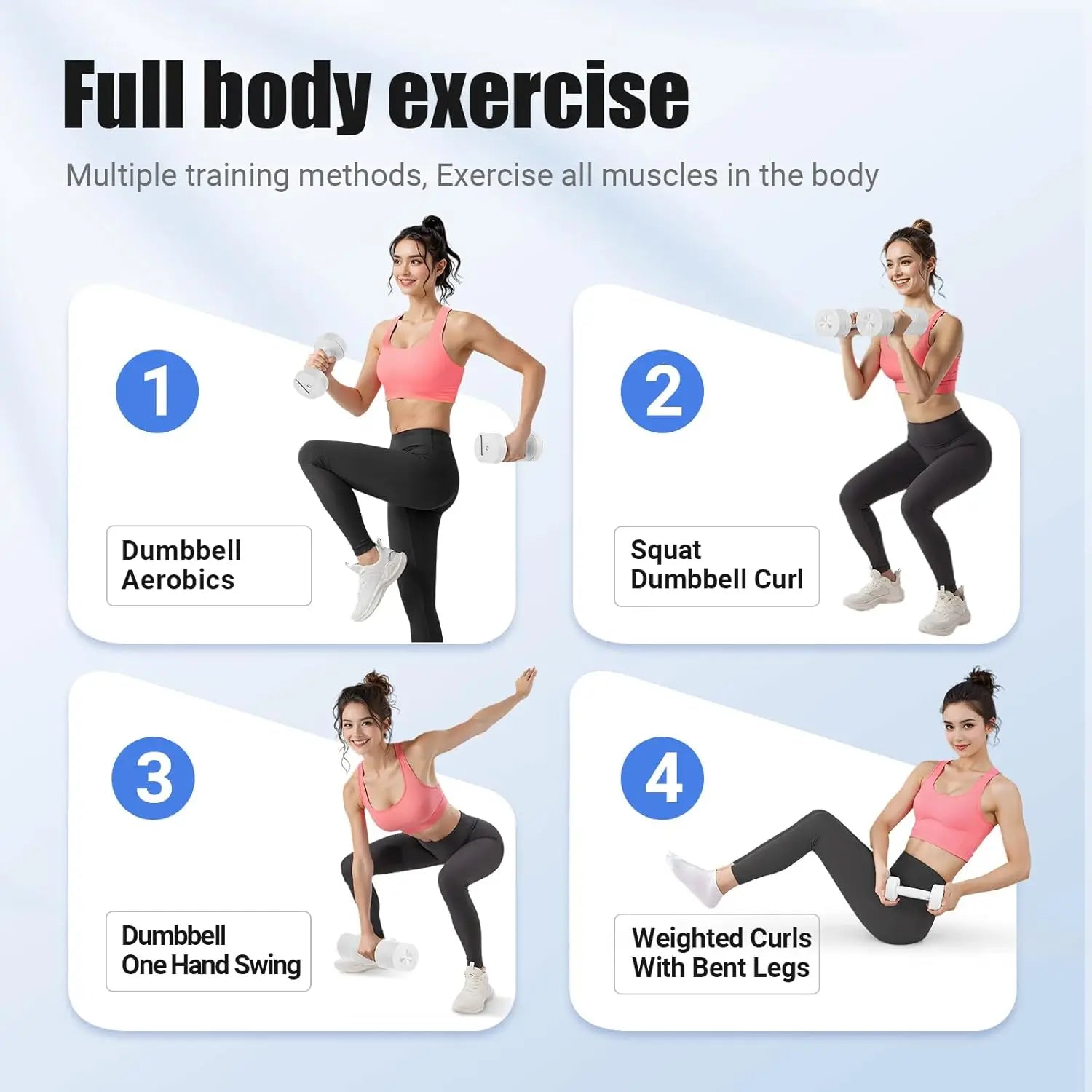 Adjustable Dumbbell Set Anti-Slip Handles for Home Fitness