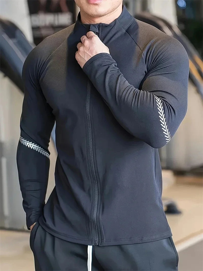 Men's Compression Sports Jacket Quick Dry Gym Running Apparel