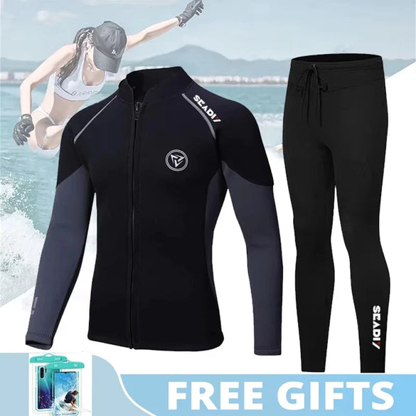 3mm Neoprene Wetsuit Jacket Pants Diving Surfing Set