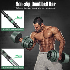 Adjustable Weight Dumbbell Set with Connector Bar Black Gray