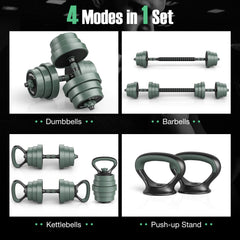 Adjustable Weight Dumbbell Set with Connector Bar Black Gray
