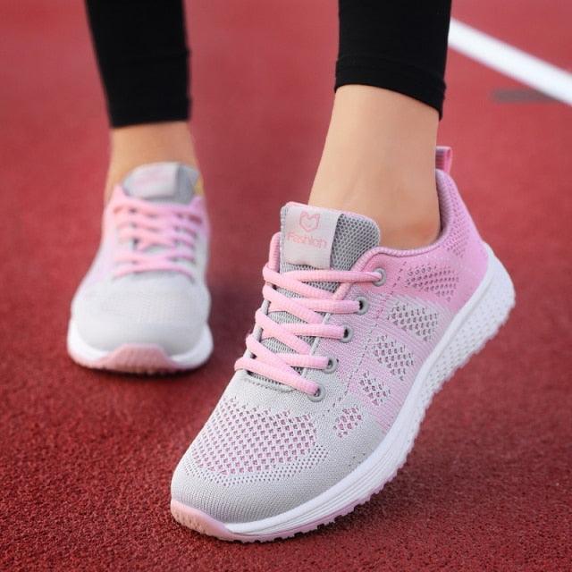 Women's Lightweight Breathable Mesh Sneakers Casual Lace-Up Walking Shoes
