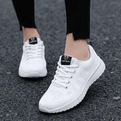 Women's Lightweight Breathable Mesh Sneakers Casual Lace-Up Walking Shoes